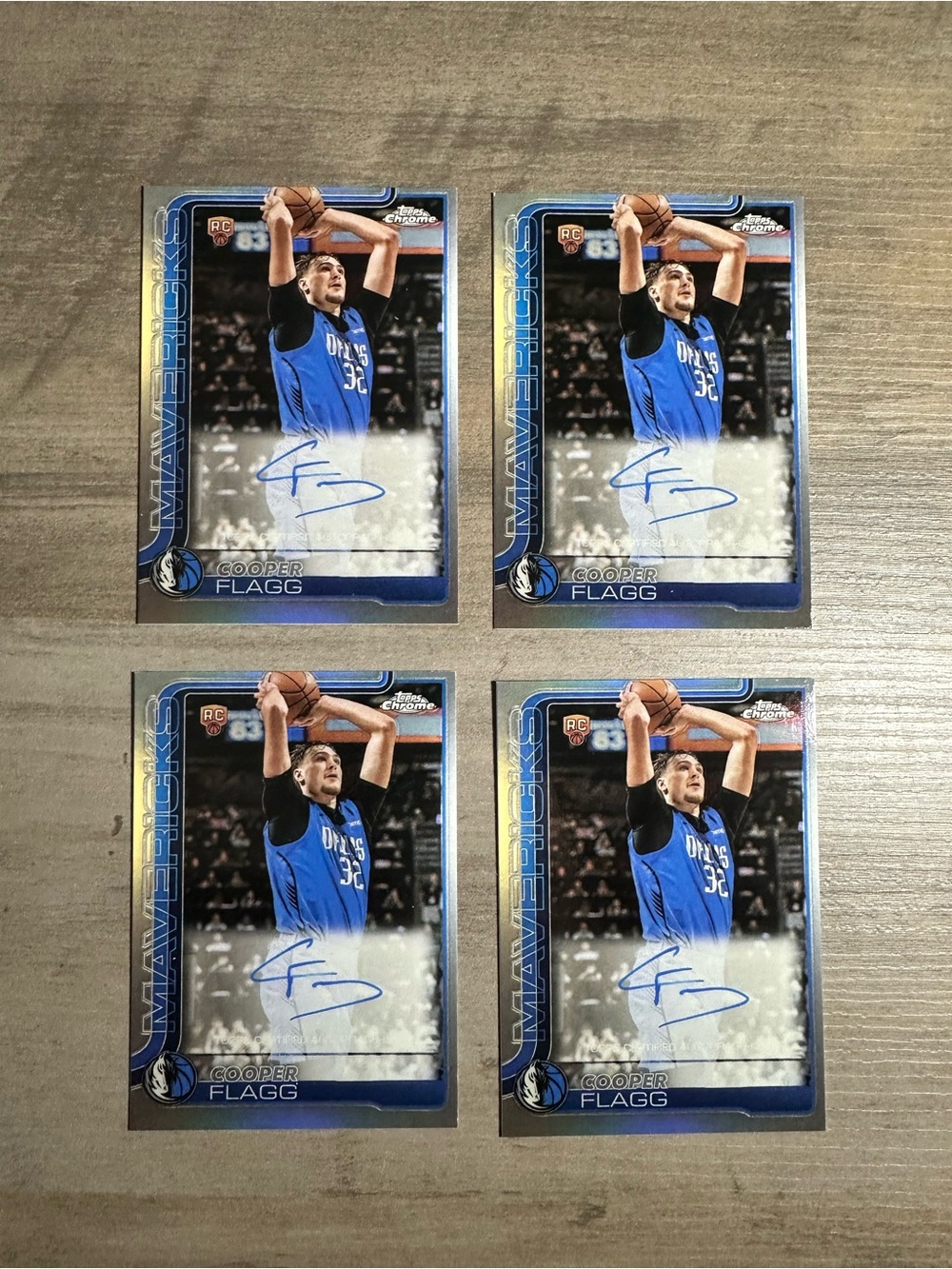 Cooper Flagg Signed Rookie Lot of (4) 2025 Topps Chrome Novelty Cards.